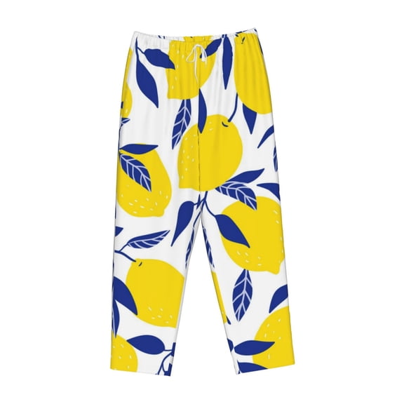 Kdxio Women's Comfy Stretch Tropical LemonPrint Drawstring Pajama Pants-Medium