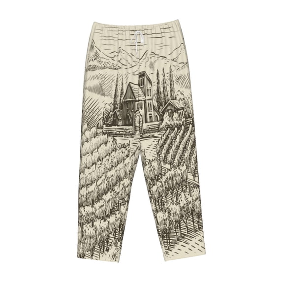 Kdxio Women's Comfy Stretch Vineyard LandscapePrint Drawstring Pajama Pants-XX-Large