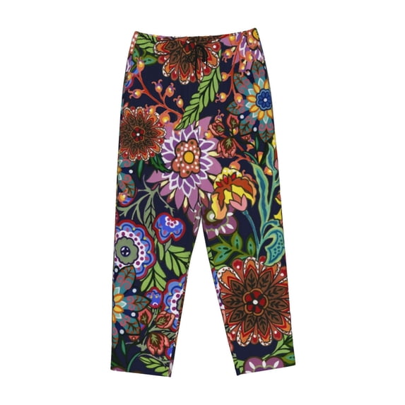Kdxio Women's Comfy Stretch Vintage FloralPrint Drawstring Pajama Pants-Large