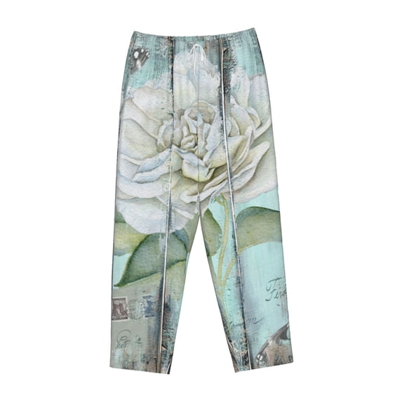 Kdxio Women's Comfy Stretch Vintage Rose1Print Drawstring Pajama Pants-Medium