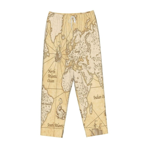 Kdxio Women's Comfy Stretch World MapPrint Drawstring Pajama Pants-XX-Large