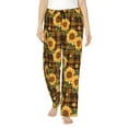 thumbnail image 1 of Kdxio Women's Comfy Stretch Yellow Black Plaid Sunflower Print Drawstring Pajama Pants-XX-Large, 1 of 5