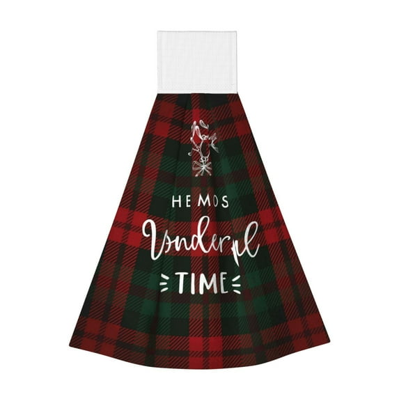 Kdxio Wonderful Time Christmas Hand Towel with Loop Hanging Towel Absorbent Tie Towels for Kitchen Tea Bar Bathroom Decor