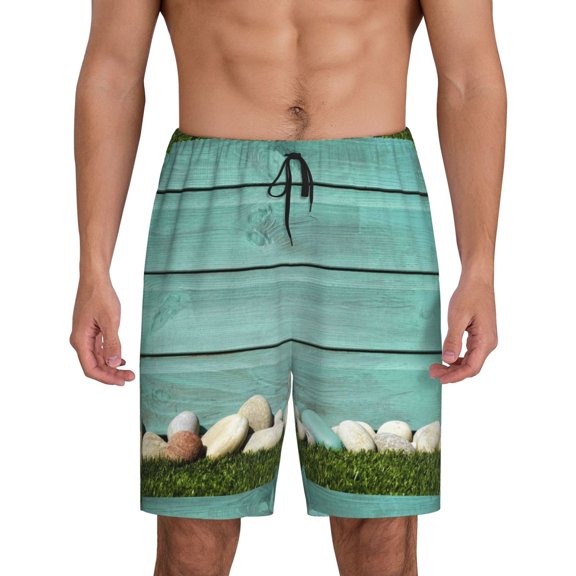 Kdxio Wood Grain Print Mens Sleep Shorts Bottoms Soft Comfy Pajama Wear Pants with Drawstring Pockets