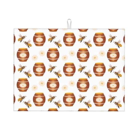 Kdxio Wooden Barrels With Honey for Dish Drying Mat,24*18 inch Absorbent Dish Drainer Kitchen Counter,Large Size Dish Drying Pad for Countertops,Draining Racks