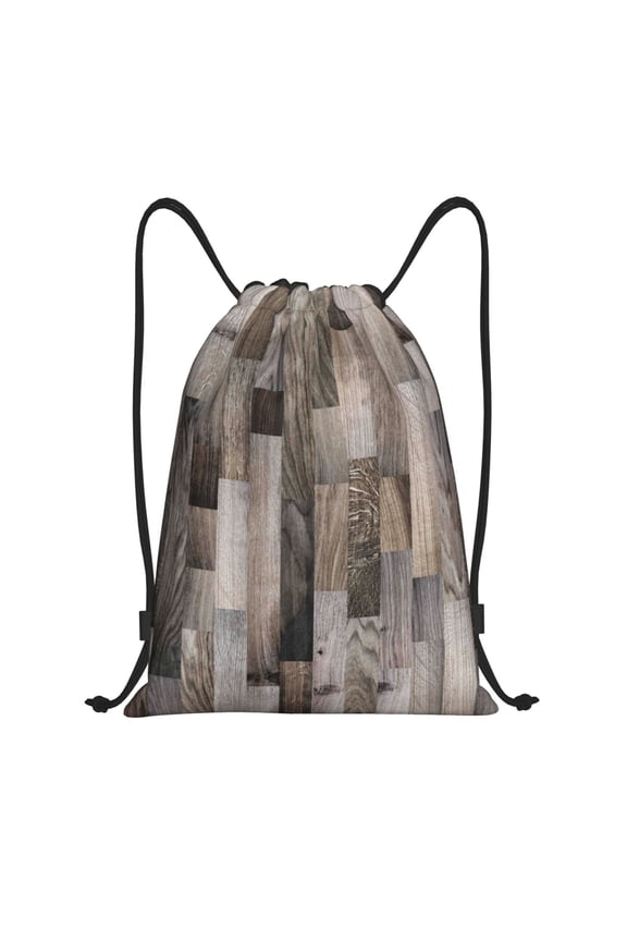 Wooden Texture Print Drawstring Backpack Bag,Waterproof Draw String Back Sack, Gym Drawstring Bags Swim Bag For Unisex