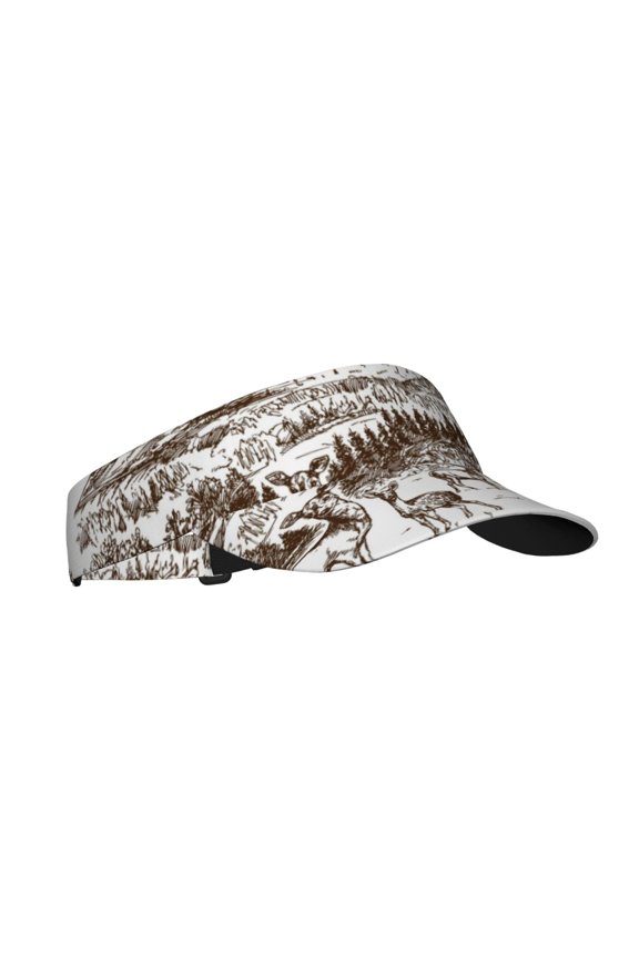 Woodland Forest With Deers Print Sun Visor Hat Golf Visor Adjustable Velcro Outdoor Sports Cap for Men Women