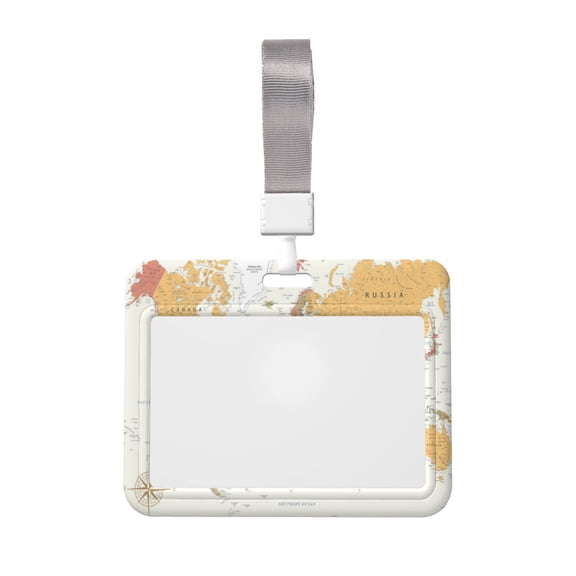 Kdxio World Map 1 Card Badge Holder Work Badge Sleeve for Office, School, Factory, ID Credit Cards, Driver Licenses and Passes