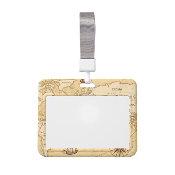 Kdxio World Map Card Badge Holder Work Badge Sleeve for Office, School, Factory, ID Credit Cards, Driver Licenses and Passes