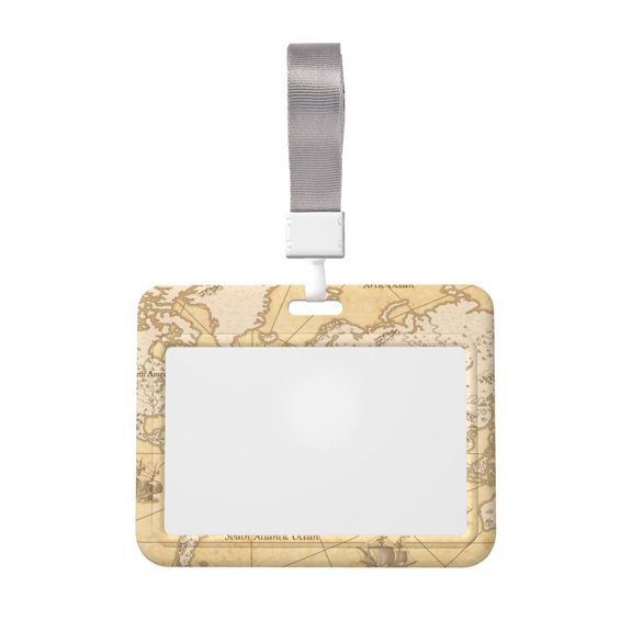 Kdxio World Map Card Badge Holder Work Badge Sleeve for Office, School, Factory, ID Credit Cards, Driver Licenses and Passes