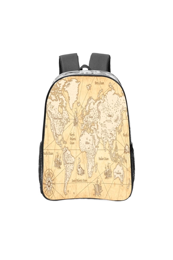 World Map Clear Backpack, Transparent Bookbag for School for Women Men, Capacity Clear Bag for College, Travel