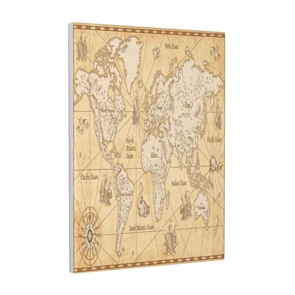 Kdxio World Map Pattern Canvas Wall Art 12x16 Inches - Waterproof HD Print Solid Wood Frame for Living Room & Bathroom,Vertical