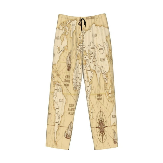 Kdxio World Map Print Men's Sleep Pajama Pant Lounge Pants with Pockets