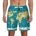 thumbnail image 1 of Kdxio World Map With Landmarks Print Men'S Swim Trunks With Compression Liner 7 Inch Inseam Quick Dry Swim Shorts, 1 of 7