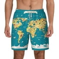 thumbnail image 1 of Kdxio World Map With Landmarks Print Men'S Swim Trunks With Compression Liner 7 Inch Inseam Quick Dry Swim Shorts, 1 of 7