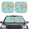 thumbnail image 1 of Kdxio World Travel Line Icons Map Print 2-Piece Sun Shade Front Windshield - Foldable Car Front Window Sunshades For Most Sedans Suv Truck, 1 of 6
