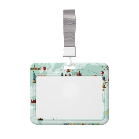 Kdxio World Travel Map Card Badge Holder Work Badge Sleeve for Office, School, Factory, ID Credit Cards, Driver Licenses and Passes