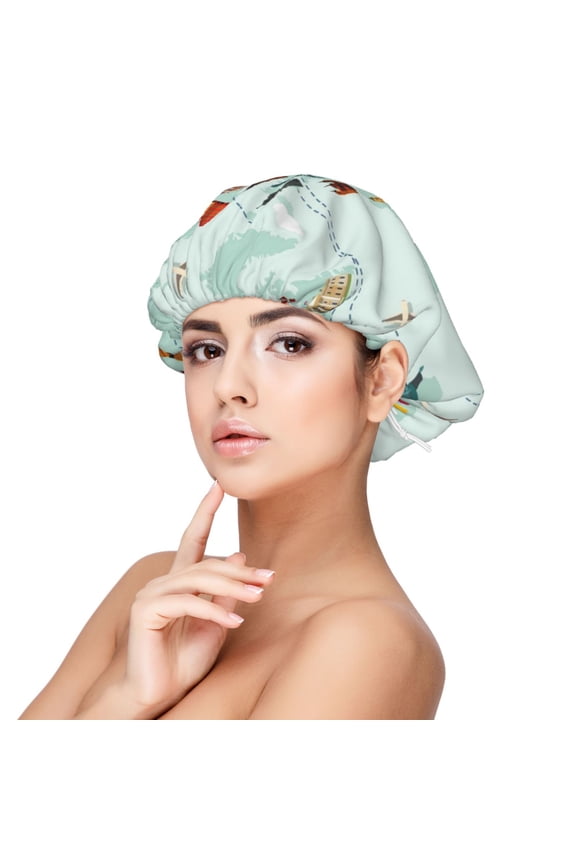 World Travel Map Pattern Satin Bonnet Silk Bonnet Hair Bonnet for Sleeping Hair Bonnets for Women Curly Natural Hair