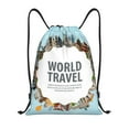 thumbnail image 1 of Kdxio World Travel Print Drawstring Backpack Bag,Waterproof Draw String Back Sack, Gym Drawstring Bags Swim Bag For Unisex, 1 of 9