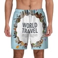 thumbnail image 1 of Kdxio World Travel Print Men'S Swim Trunks With Compression Liner 7 Inch Inseam Quick Dry Swim Shorts, 1 of 7
