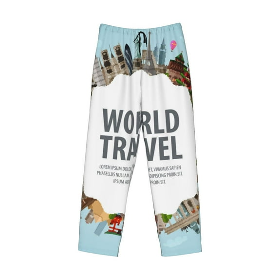 Kdxio World Travel Print Men's Sleep Pajama Pant Lounge Pants with Pockets