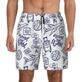 thumbnail image 1 of Kdxio World Travel2 Print Men'S Swim Trunks With Compression Liner 7 Inch Inseam Quick Dry Swim Shorts, 1 of 7
