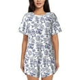thumbnail image 1 of Kdxio World Travel2 Print Pajamas Sets for Women Short-Sleeved Pjs with Lounge Shorts Two Piece Sleepwear S-4XL, 1 of 9