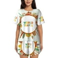thumbnail image 1 of Kdxio World Travel3 Print Pajamas Sets for Women Short-Sleeved Pjs with Lounge Shorts Two Piece Sleepwear S-4XL, 1 of 8