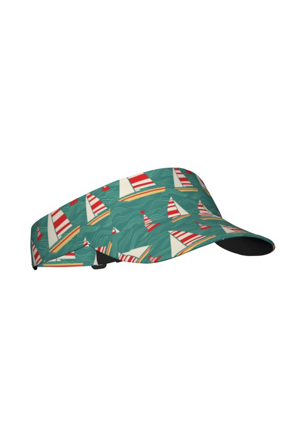 Yachts And Buoys Print Sun Visor Hat Golf Visor Adjustable Velcro Outdoor Sports Cap for Men Women