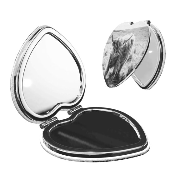 Kdxio Yak Pocket Mirror, 1X/2X Travel Makeup Mirror 2-Sided Folding Small Mirror Portable Double-Sided Magnifying Cosmetic Mirror for Gift-Heart Shape