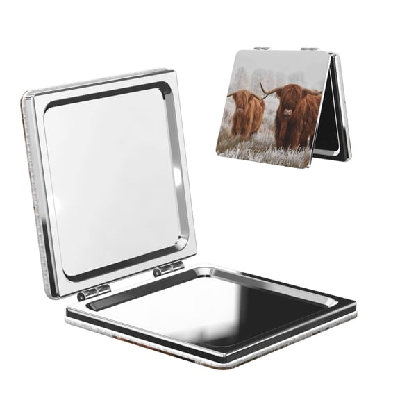 Kdxio Yak Pocket Mirror, 1X/2X Travel Makeup Mirror 2-Sided Folding Small Mirror Portable Double-Sided Magnifying Cosmetic Mirror for Gift-Square