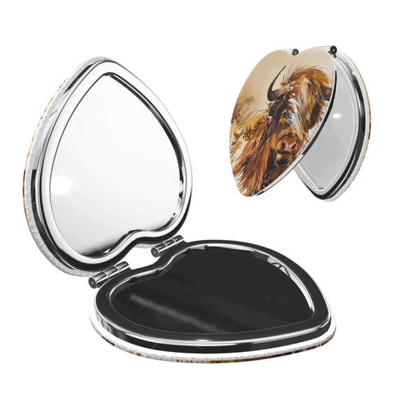 Kdxio Yak Pocket Mirror, 1X/2X Travel Makeup Mirror 2-Sided Folding Small Mirror Portable Double-Sided Magnifying Cosmetic Mirror for Gift-Heart Shape
