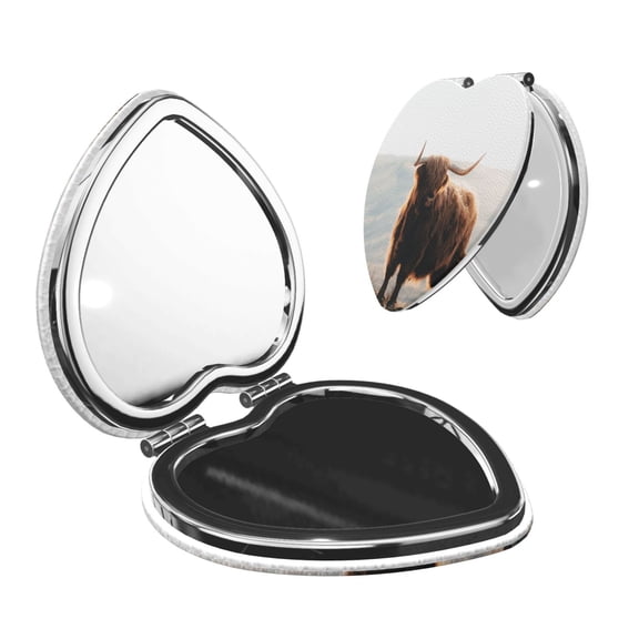 Kdxio Yak Pocket Mirror, 1X/2X Travel Makeup Mirror 2-Sided Folding Small Mirror Portable Double-Sided Magnifying Cosmetic Mirror for Gift-Heart Shape