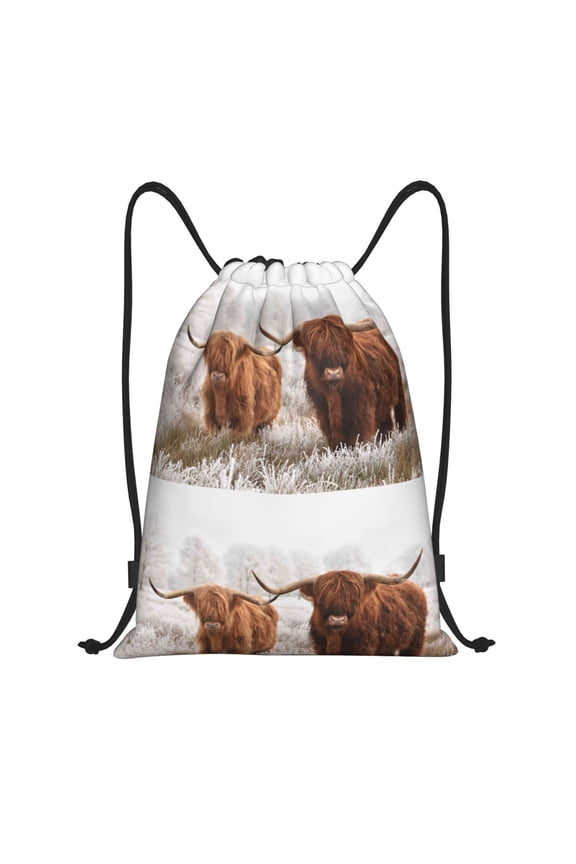 Yak Print Drawstring Backpack Bag,Waterproof Draw String Back Sack, Gym Drawstring Bags Swim Bag For Unisex