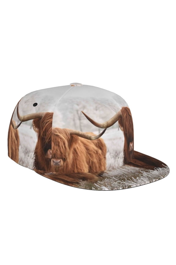 Yak Print Snapback Hat for Men Women,Adjustable Baseball Cap