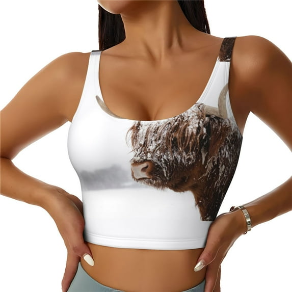Kdxio Yak Print Workout Crop Tank Top for Women Racerback Yoga Tank Tops Athletic Sports Shirts Exercise Undershirts