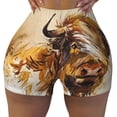 thumbnail image 1 of Kdxio Yak Print Workout Shorts for Women Seamless Soft Smooth Gym Yoga Scrunch Active Shorts, 1 of 9