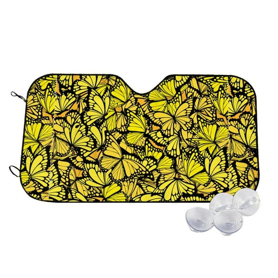 Kdxio Yellow Butterflies Print Windshield Sun Shade,UV Rays and Sun Heat Protection,Sunshade for Car Windshield,Car Shade Front Windshield -