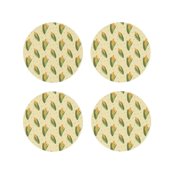 Kdxio Yellow Corn Funny Coasters,4 Pcs Leather Coasters,Housewarming Gifts,Protect Furniture from Water Marks Scratch and Damage