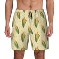 thumbnail image 1 of Kdxio Yellow Corn Print Men's Swim Trunks with Compression Liner 7 Inch Inseam Quick Dry Swim Shorts, 1 of 7
