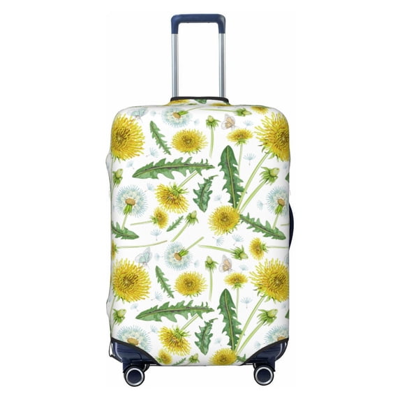 Kdxio Yellow Dandelions Pattern Luggage Cover for Travel,Elastic and Durable,Fits 18-32 Inch,Anti-Scratch Suitcase Protector-No luggage included