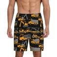 thumbnail image 1 of Kdxio Yellow Excavator Print Mens Sleep Shorts Bottoms Soft Comfy Pajama Wear Pants with Drawstring Pockets, 1 of 7