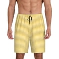 thumbnail image 1 of Kdxio Yellow Gingham Print Mens Sleep Shorts Bottoms Soft Comfy Pajama Wear Pants with Drawstring Pockets, 1 of 7