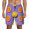 thumbnail image 1 of Kdxio Yellow Lemon And Orange Print Men'S Swim Trunks With Compression Liner 7 Inch Inseam Quick Dry Swim Shorts, 1 of 7