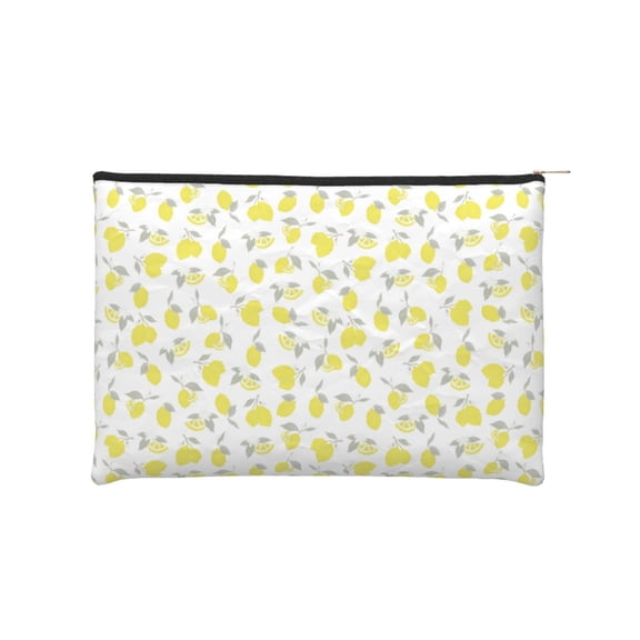 Kdxio Yellow Lemon Leaves Makeup Bag Toiletry Bag Canvas Makeup Bags Zipper Cosmetic Pouch Travel Cosmetic Pouch for Women Gifts