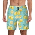 thumbnail image 1 of Kdxio Yellow Lemon Print Men'S Swim Trunks With Compression Liner 7 Inch Inseam Quick Dry Swim Shorts, 1 of 7