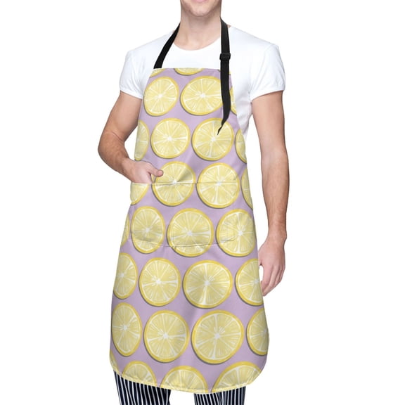 Kdxio Yellow Lemon Slices Apron with Pockets Adjustable Kitchen Aprons for Men Women Waterproof Aprons for Cooking,Drawing,Crafting, Baking Household Cleaning