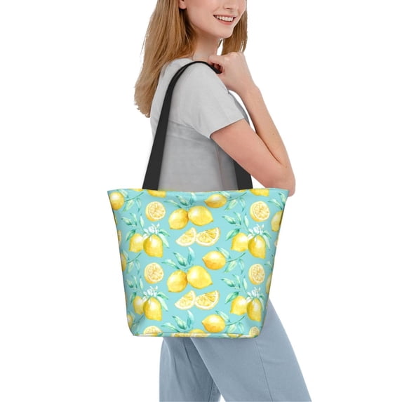 Kdxio Yellow Lemon Women Reusable Grocery Bags Foldable Ripstop,Reusable Shopping Bags for Shopping,Gym,Gift