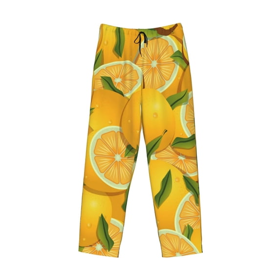 Kdxio Yellow Limes Print Men's Sleep Pajama Pant Lounge Pants with Pockets