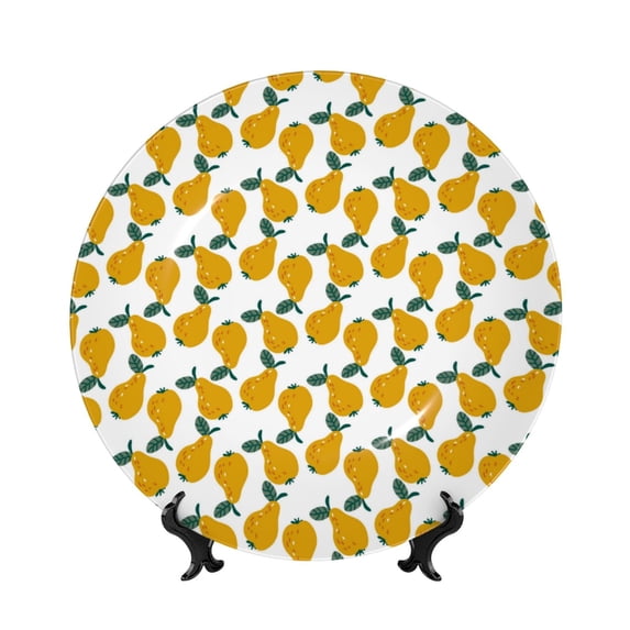 Kdxio Yellow Pears Bone China Decorative Plate Ceramic Decorative Plate for Home Office Wall Stand Decorative Plates for Home Bedroom-10in